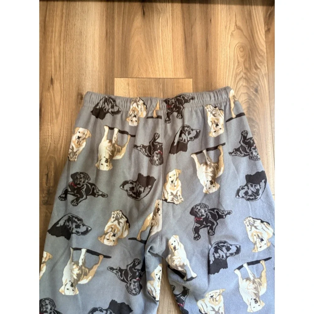 Croft & Barrow Lounge Pants Fleece Men's Medium Gray Labs Dogs Pajama Bottoms